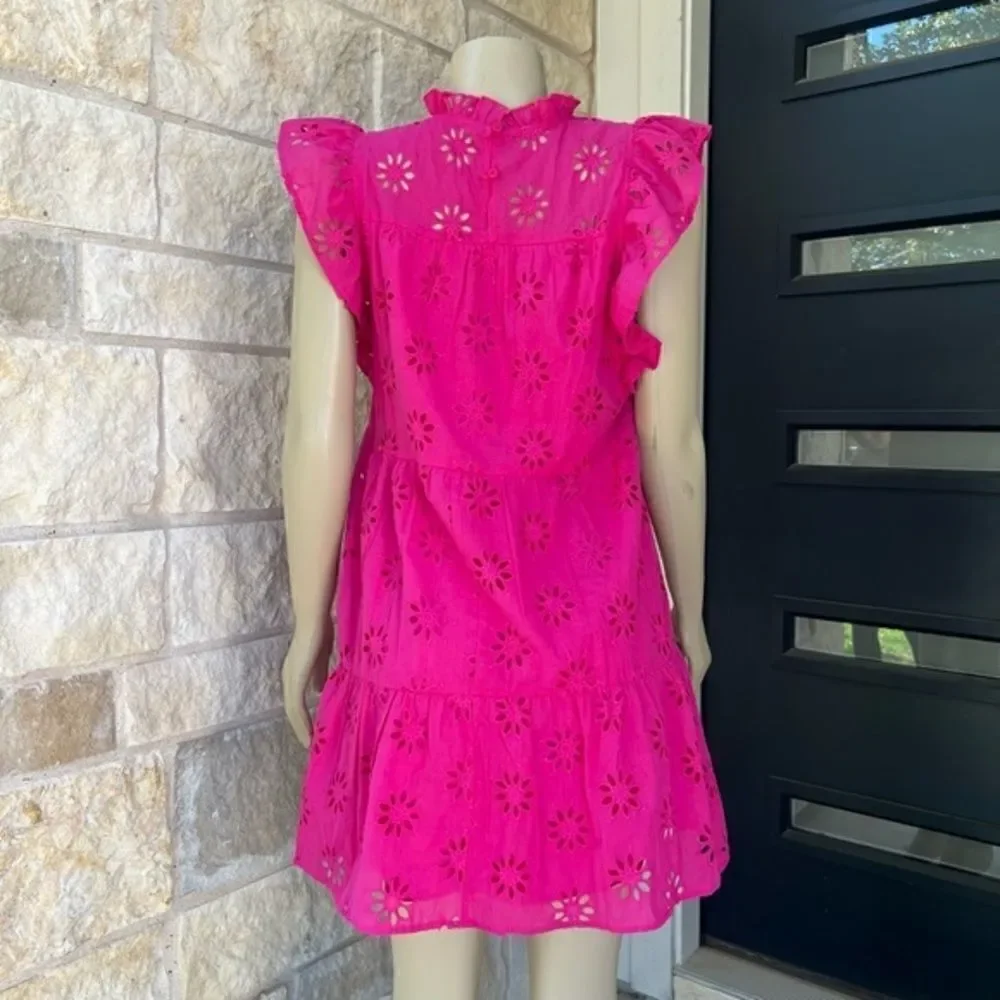 NWOT Women's Fuchsia‎ Pink Eyelet Spring/Summer Babydoll Dress Size Medium
